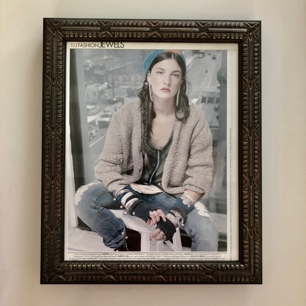 Roma Mouldings 1" black/taupe and silver tone 8" x 10" wood frame - NEW